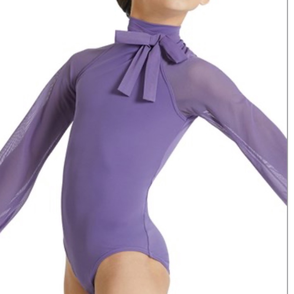 NWOT Balera Lilac Mesh Tie Bodysuit